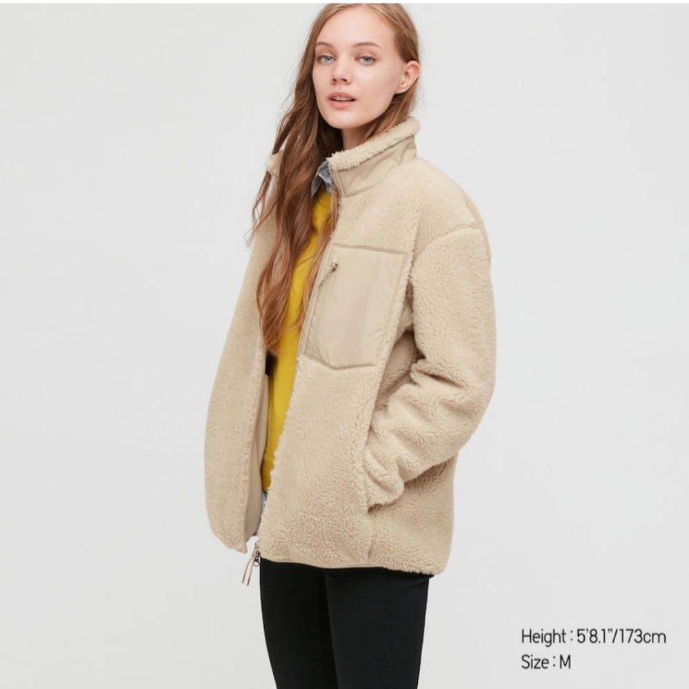 BLACK Uniqlo Windproof Pile-Lined Fleece Jacket
